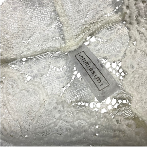 Intimissimi Lace Mock Neck Long Sleeve Bodysuit Womens Medium Ivory Coquette - Picture 3 of 6